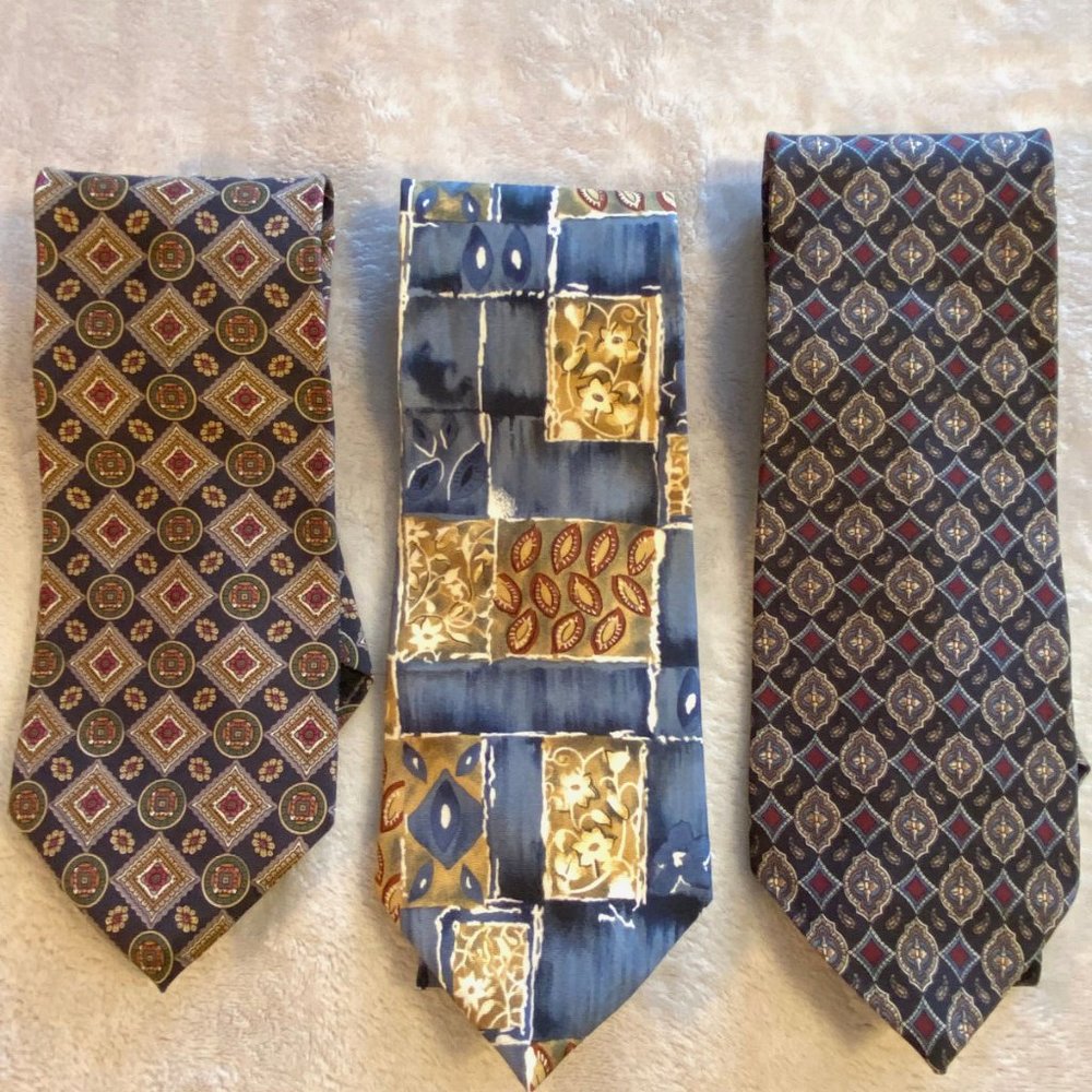 Andhurst Set of 3 Dress Neck Ties 100% Silk Assorted Patterns & Colors